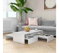 vidaXL Nesting Coffee Table Set High Gloss White 100x100x26.5 cm UK NEW