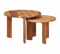 vidaXL Nesting Coffee Tables 2 pcs Brown Solid Acacia Wood