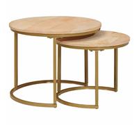 vidaXL Nesting Coffee Tables 2 pcs Brown Solid Mango Wood and Steel