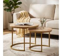 vidaXL Nesting Coffee Tables 2 pcs Brown Solid Mango Wood and Steel