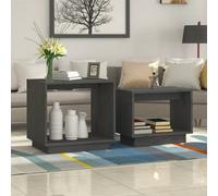 vidaXL Nesting Coffee Tables 2 pcs Grey Solid Wood Pine UK NEW