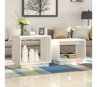 vidaXL Nesting Coffee Tables 2 pcs White Solid Wood Pine UK GF0