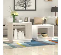 vidaXL Nesting Coffee Tables 2 pcs White Solid Wood Pine UK HOT