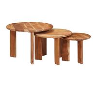 vidaXL Nesting Coffee Tables 3 pcs Brown Solid Acacia Wood
