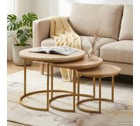 vidaXL Nesting Coffee Tables 3 pcs Brown Solid Mango Wood and Steel
