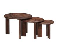 vidaXL Nesting Coffee Tables 3 pcs Dark Brown Solid Mango Wood