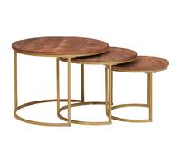 vidaXL Nesting Coffee Tables 3 pcs Solid Mango Wood and Steel