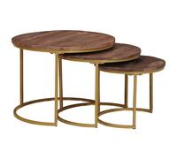 vidaXL Nesting Coffee Tables 3 pcs Solid Mango Wood and Steel