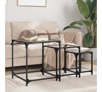 (transparent) vidaXL Nesting Coffee Tables 3 pcs with Transparent Glass Top Table Steel