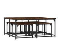 vidaXL Nesting Coffee Tables 5 pcs, Nesting Table for Living Room, Nesting Stand, Stacking End Table, Modern Style, Smoked Oak Engineered Wood