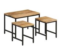 vidaXL Nesting Coffee Tables Nesting Table 3 pcs Solid Rough Mango Wood & Iron