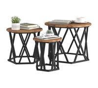 vidaXL Nesting Side Table 3 pcs Old Wood 53 x 53 x 40 cm | Nestable for easy storage, Tough wood and metal materials, Weathered finish for that timeless look