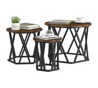 vidaXL Nesting Side Table 3 pcs Smoked Oak 53 x 53 x 40 cm | Inspired by urban vibes, Takes heavy weights with ease, Ideal for serving coffee or showcasing your decor