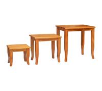 vidaXL Nesting Side Tables 3 pcs Beige Solid Mahogany Wood, Rustic Hardwood Nest