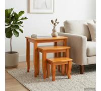 vidaXL Nesting Side Tables 3 pcs Beige Solid Mahogany Wood, Rustic Hardwood Nest