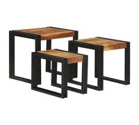 vidaXL Nesting Table 3 pcs Solid acacia wood and a metal