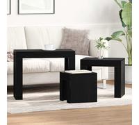 vidaXL Nesting Tables 3 pcs Black Oak Engineered Wood, Black