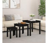 (black) vidaXL 3x Solid Wood Pine Nesting Tables Stackable Nesting Stand Multi Colours
