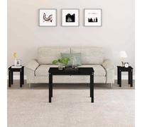 vidaXL Nesting Tables 3 pcs Black Solid Wood Pine UK