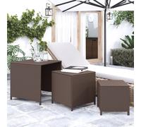 vidaXL Nesting Tables 3 pcs Brown Poly Rattan