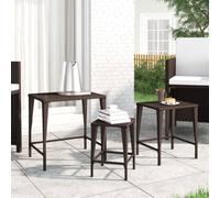 vidaXL Nesting Tables 3 pcs Brown Poly Rattan