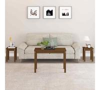 vidaXL Nesting Tables 3 pcs Honey Brown Solid Wood Pine UK