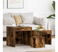 (smoked oak) vidaXL Nesting Tables Living Room Side Table End Table 3 pcs Engineered Wood
