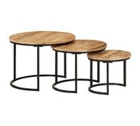 Vidaxl Nesting Tables 3 Pcs Solid Rough Wood Mango