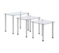 vidaXL Nesting Tables 3 pcs Transparent Tempered Glass UK