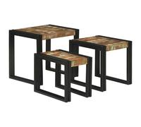 vidaXL Nesting Tables Brown and black Solid Reclaim wood