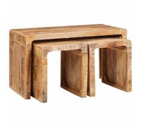 vidaXL Nesting Tables Brown Solid mango wood, Living Room, Rectangular End Table, Stackable Accent Furniture, Compact For Drinks, Contemporary Indoor Decor