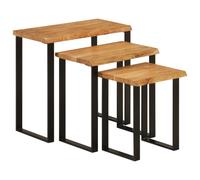 vidaXL Nesting Tables with Live Edge Coffee Table 3 pcs Solid Wood Acacia