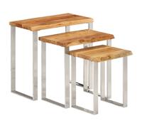 vidaXL Nesting Tables with Live Edge Coffee Table 3 pcs Solid Wood Acacia