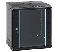 vidaXL Industrial Network Cabinet Black 530 x 450 x 600mm Steel with Tempered Glass Wall Mounted and Lockable - Ideal for Secure Office Engineering and Electronics Storage