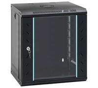 vidaXL Industrial Network Cabinet Black 530 x 450 x 600mm Steel with Tempered Glass Wall Mounted and Lockable - Ideal for Secure Office Engineering and Electronics Storage