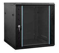 vidaXL Network Cabinet with Storage Black 60 x 45 x 65 cm Steel, Office Cabinet, Rectangular Lockable Storage for Industrial Equipment, Networking Tools, Electronics, and Communication Use