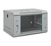 vidaXL 530 x 450 x 300mm Matt Grey Network Cabinets with Safety Glass Door Heavy Duty Steel Construction Secure Locking Mechanism Maintenance Friendly