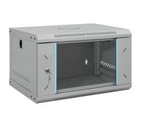 vidaXL 530 x 450 x 300mm Matt Grey Network Cabinets with Safety Glass Door Heavy Duty Steel Construction Secure Locking Mechanism Maintenance Friendly