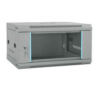 vidaXL SPCC Cold Rolled Steel Network Shelving Unit Grey 600 x 450 x 350mm Matte Finish Tempered Glass 70kg Load Capacity Wall Mounted Safe Storage Removable Panels