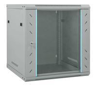 vidaXL Industrial Cabinet with Locks Grey Metal: Safety Glass, Size 600 x 650 mm, Wall Mounted Storage Device for Indoor, Compatible with 19 Inch Devices, Robust Construction, Electronics Office