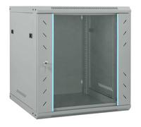 vidaXL Industrial Cabinet with Locks Grey Metal: Safety Glass, Size 600 x 650 mm, Wall Mounted Storage Device for Indoor, Compatible with 19 Inch Devices, Robust Construction, Electronics Office