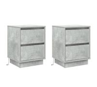 vidaXL Night Cabinets with LED Lights 2 pcs Concrete Grey 39x34.5x50cm