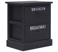 vidaXL Nightstand Black Paulownia Wood Bedroom Bedside Cabinet Table Stand