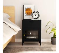 vidaXL Nightstand Black 40x30x54.5 cm Steel and Glass