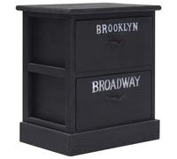 Vidaxl Nightstand Black 38X28X45 Cm Paulownia Wood, Black