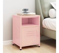 vidaXL Nightstand Pink Steel Home Bedroom Bedside Bed Side Storage Cabinet