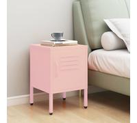 vidaXL Nightstand Pink Steel Home Bedroom Bedside Bed Side Storage Cabinet