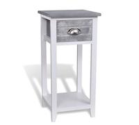 vidaXL Nightstand with 1 Drawer Grey and White Bedside Storage Cabinet Table