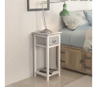 vidaXL Nightstand with 1 Drawer Grey and White Bedside Storage Cabinet Table