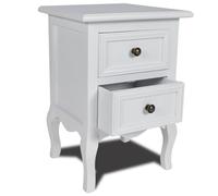 vidaXL Nightstand with 2 Drawers MDF White